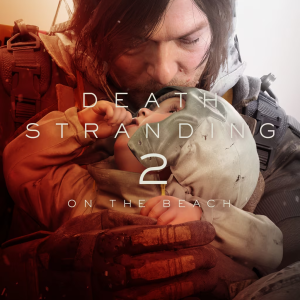 Sam Porter Bridges กำลังโอบเด็ก BB บนชายหาดจากภาพโปรโมต Death Stranding 2